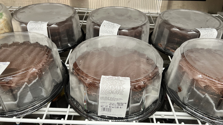 Display of chocolate cakes at Costco