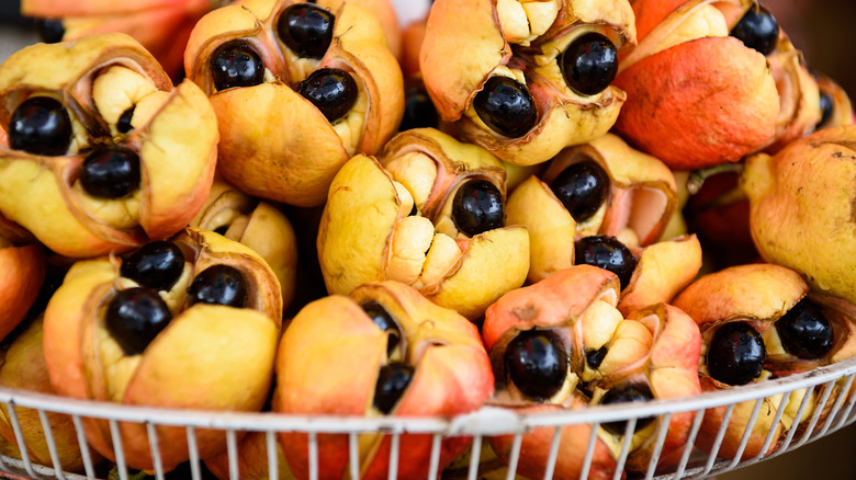 basket of fresh ripened ackee fruit