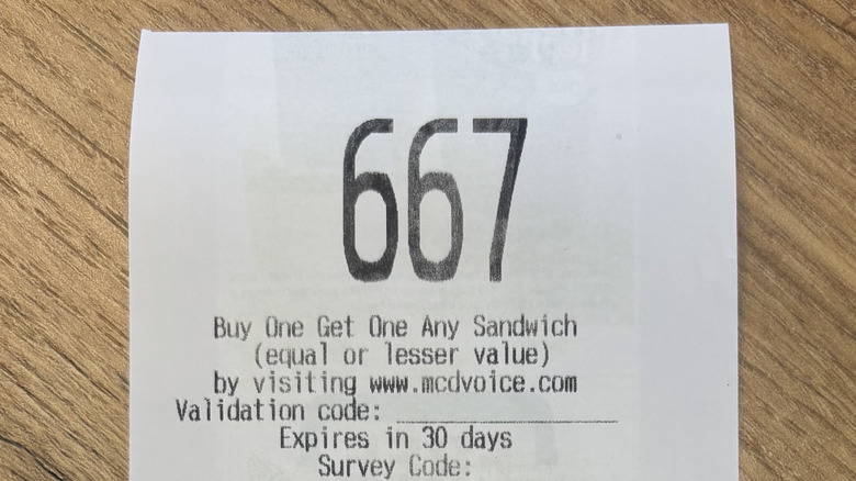 top of receipt with coupon