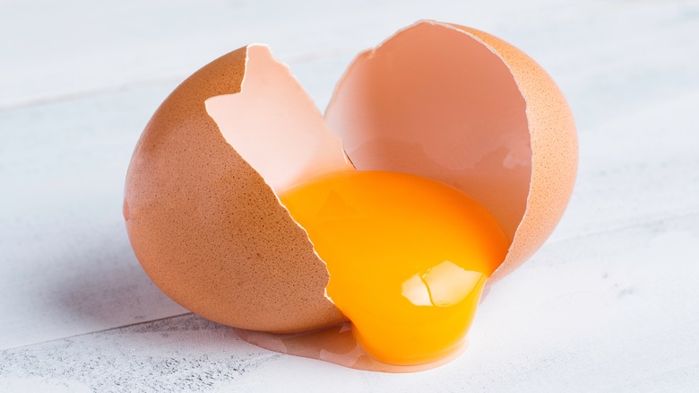 Cracked egg in shell