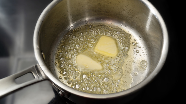 Melting butter in pan