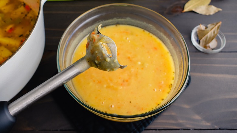 Potato soup with immersion blender