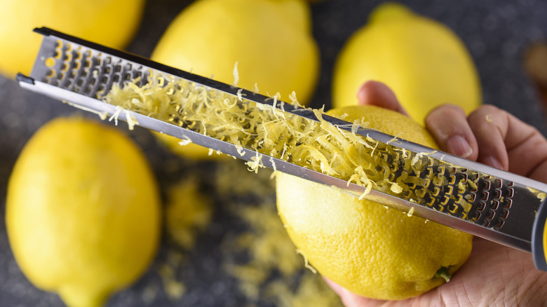 lemon zest on microplane