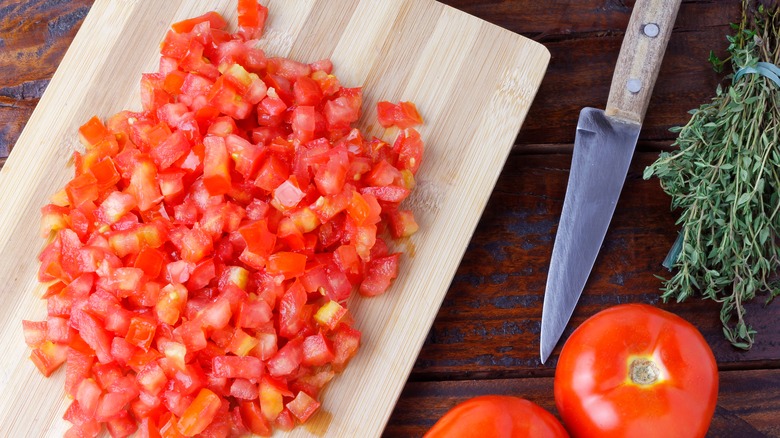 diced tomatoes on board