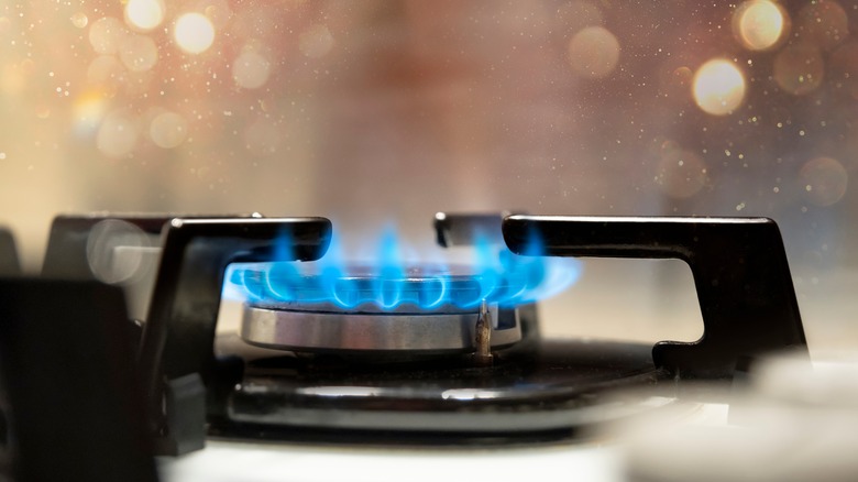 fire coming from a gas burner