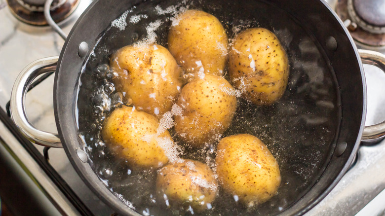 potatoes boiling in a pot