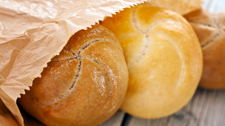 bread rolls in paper bag