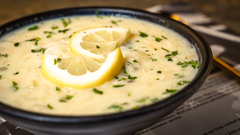 avgolemono soup in bowl