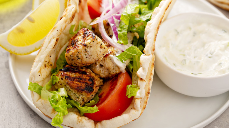 souvlaki served with tzatziki