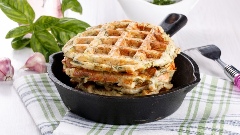 Waffles in cast iron pan