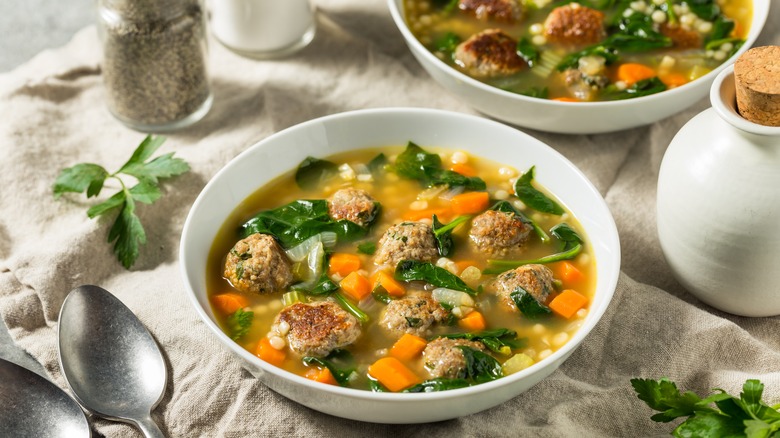 meatball soup with spinach