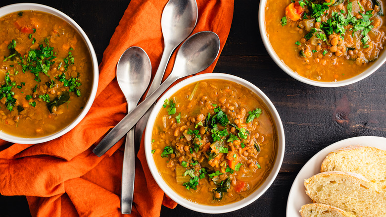 lentil soup with fresh herbs