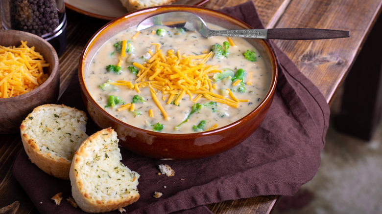 broccoli soup with cheddar cheese