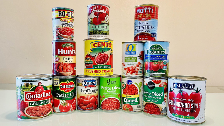 collection of canned tomatoes