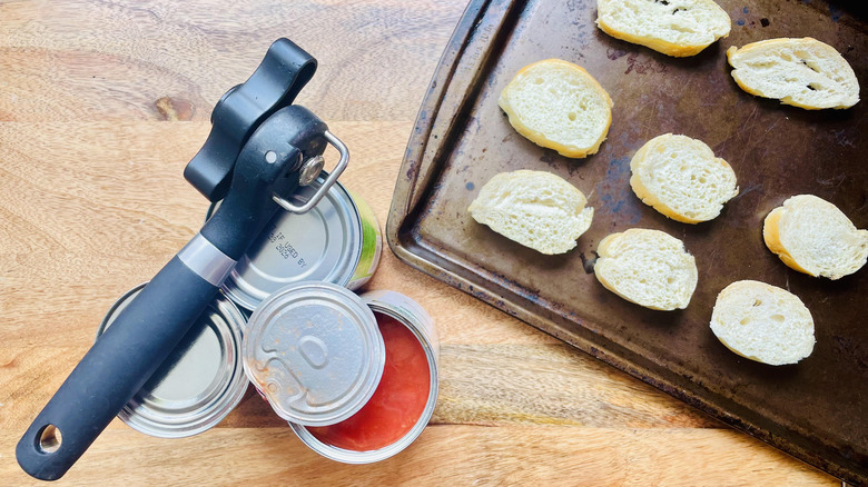 canned tomatoes and toast