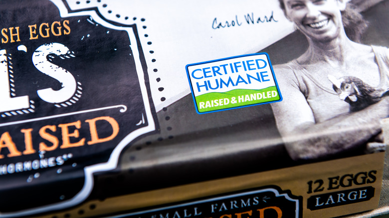 close-up of certified humane sticker