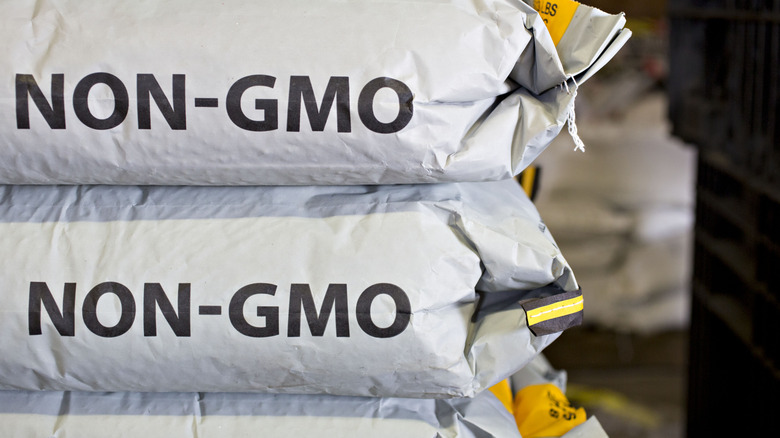 sacks of non-gmo grain