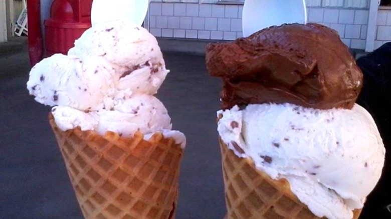 Costco gelato in waffle cones with spoons