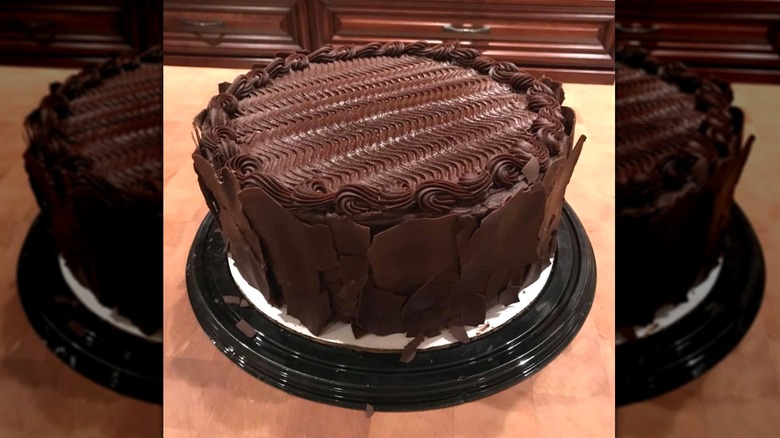 Costco All-American Chocolate Cake on countertop