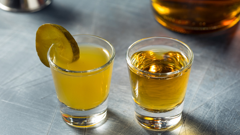 shot of whiskey with pickleback