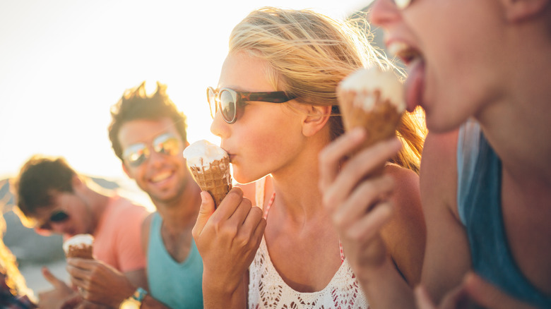 friends eating ice cream cones
