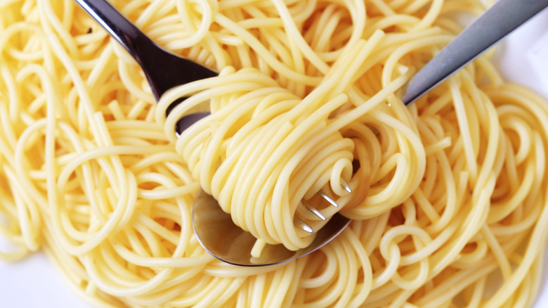 spaghetti twirled around fork