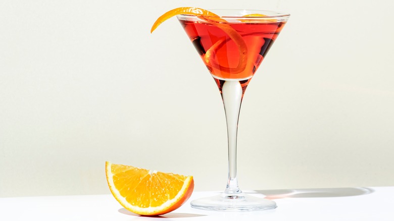 Martinez cocktail with orange slice