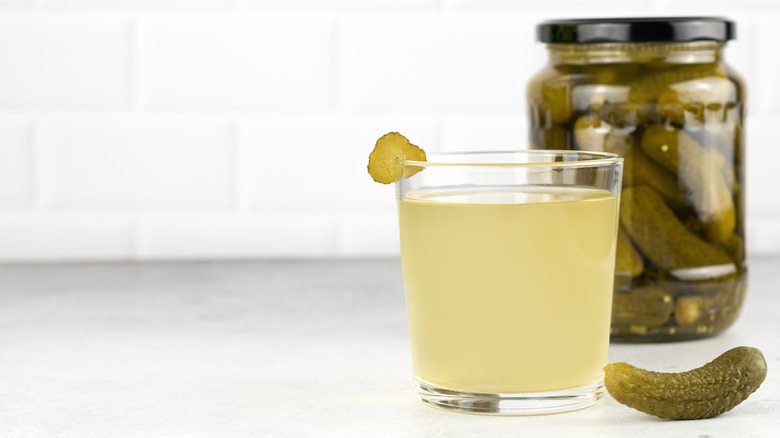 Glass of pickle juice