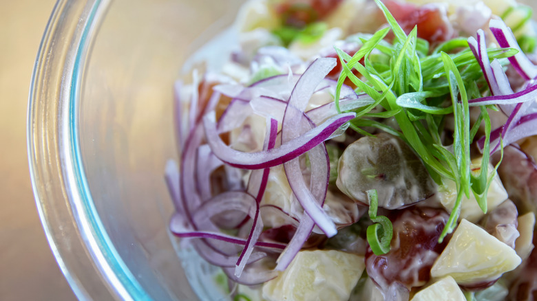 Potato salad with red onion