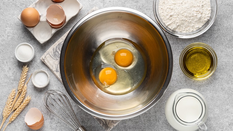 Pancake ingredients eggs and milk