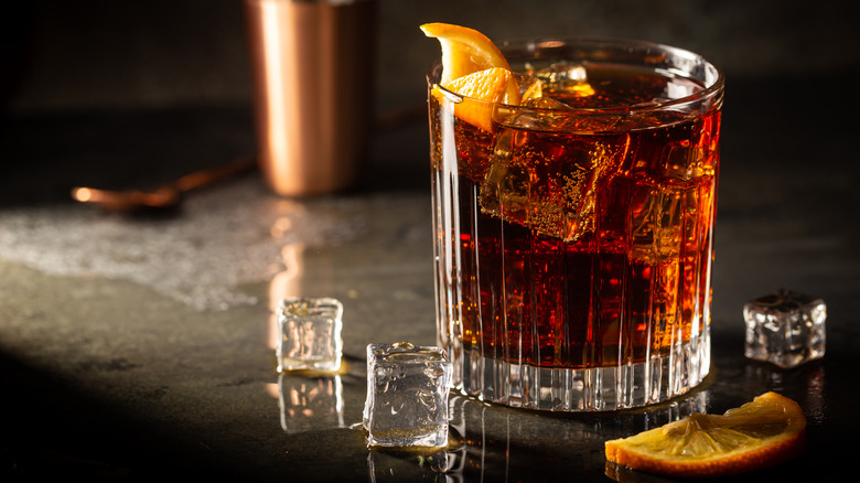 Dark rum with orange peel