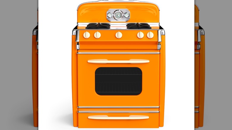 Orange retro styled oven range