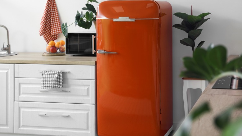 Rust colored retro styled fridge