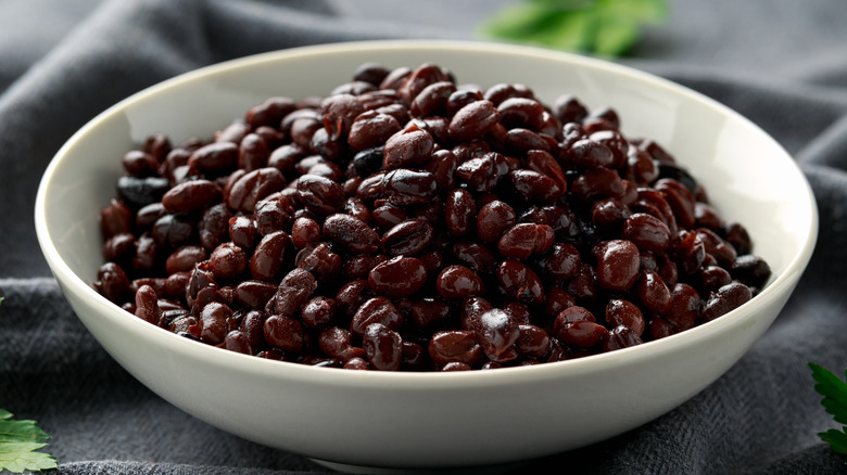 black beans in white bowl