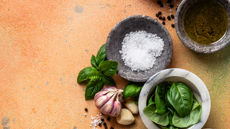 Assortment of fresh herbs and spices