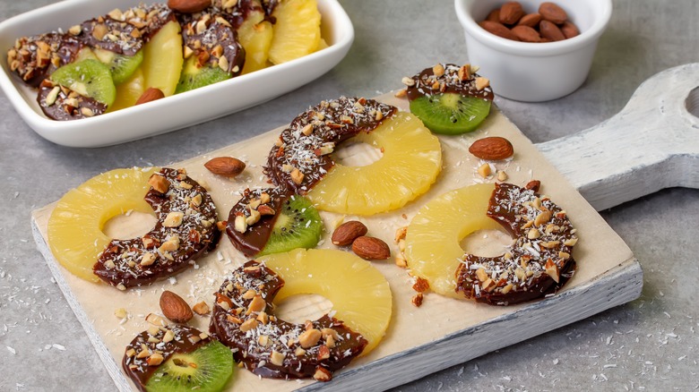 pineapple rings dipped in chocolate