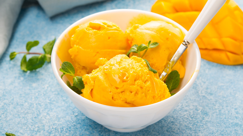 bowl of mango sorbet