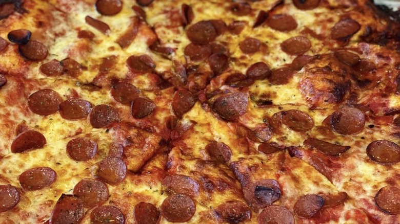 Buffalo pizza with charred pepperoni