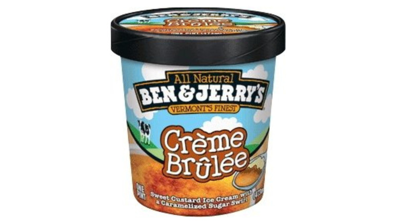 carton of Ben & Jerry's Crème Brûlée ice cream 