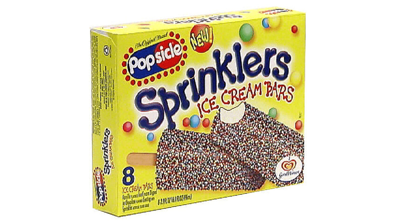 box of Sprinklers ice cream bars on white background
