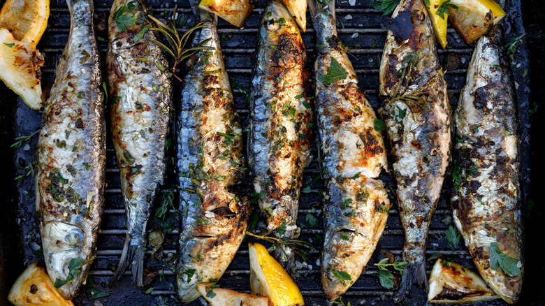 fresh sardines on the grill