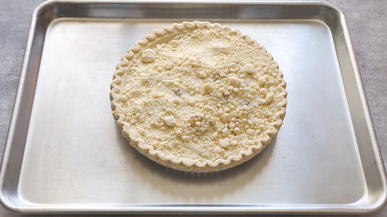 pie on baking sheet