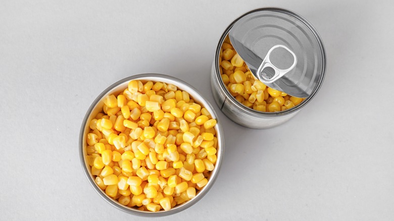 bowl and can of corn