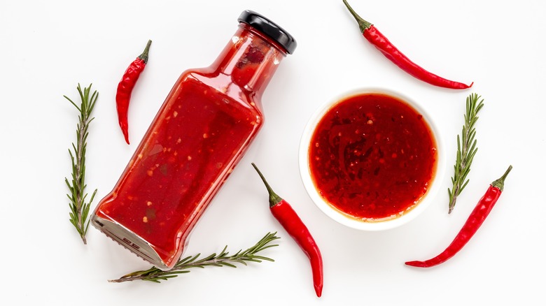 hot sauce and chili peppers