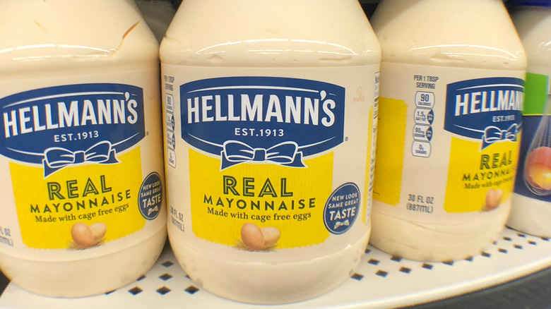 Hellmann's mayo on store shelf