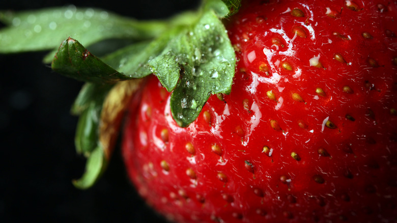 strawberry skin closeup