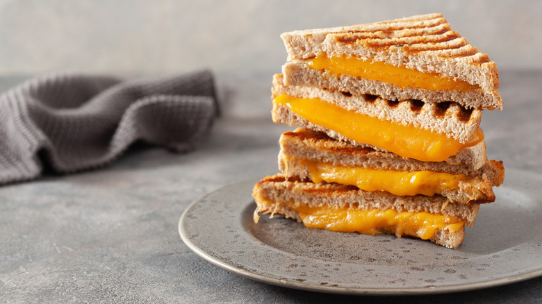 Stacked grilled cheese sandwiches