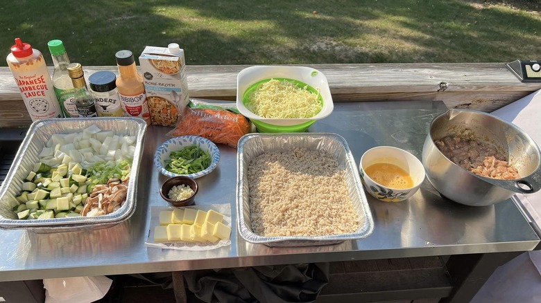 prepped ingredients on outside table