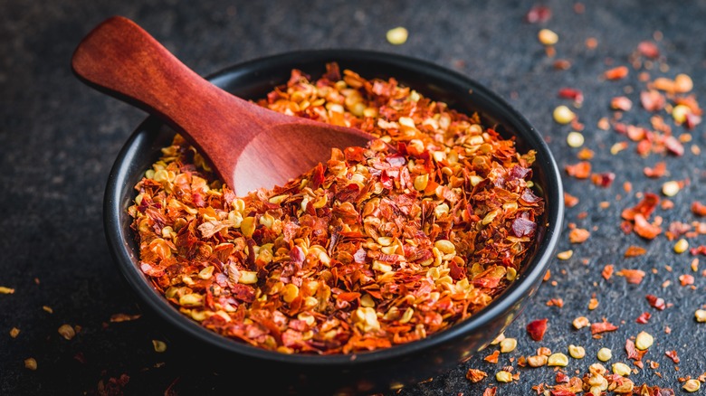 Bowl of crushed red pepper