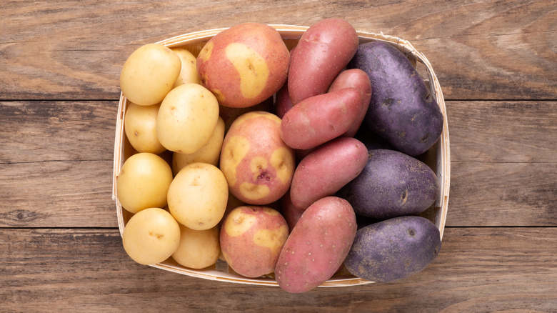 Red, gold, and purple potatoes
